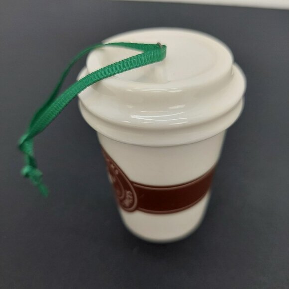 Starbucks 2016 Holiday Coffee Cup Ornament Green Ribbon Brown Logo Collection - Picture 4 of 4